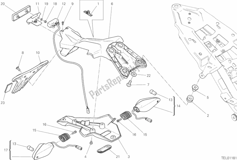 Tutte le parti per il 28b - Portatarga del Ducati Monster 821 Thailand 2019